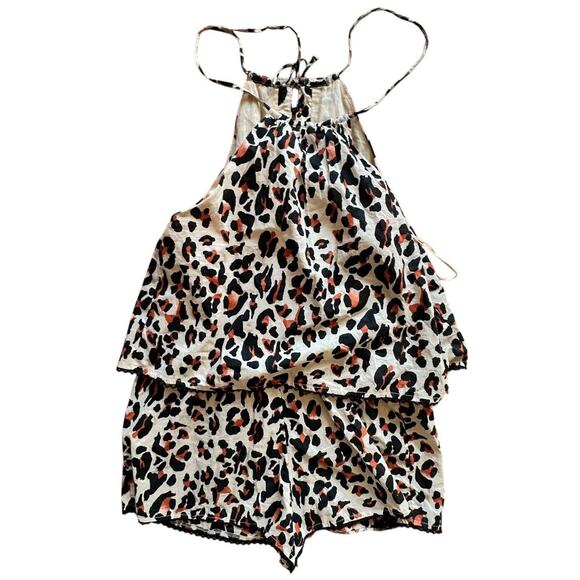 URBAN OUTFITTERS x Romper Short Sexy Animal Print Ruffled Size M - Picture 2 of 6